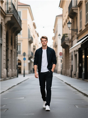 欧美街头帅哥街拍摄影图片